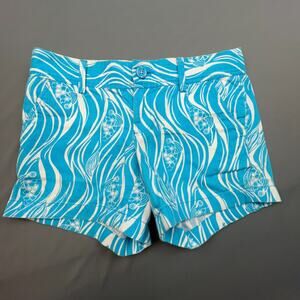 Lilly Pulitzer Callahan Shorts Blue Joe Fish Print Size 2 Resortcore